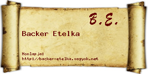 Backer Etelka névjegykártya